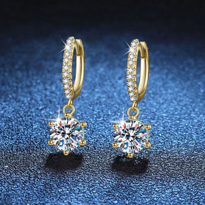 18K Rose Gold-Plated,925 sterling silver,Moissanite Carat weight: 1ct Care instr earrings in clear with drop silhouette