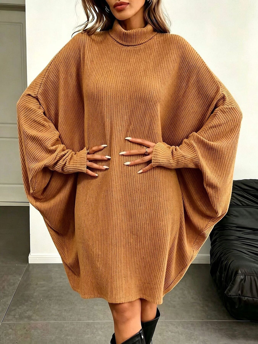 100% polyester Care instructions: Machine wash cold sweater dress in Red with oversized silhouette