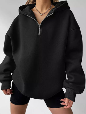 Light Gray oversized zip hoodie with hooded