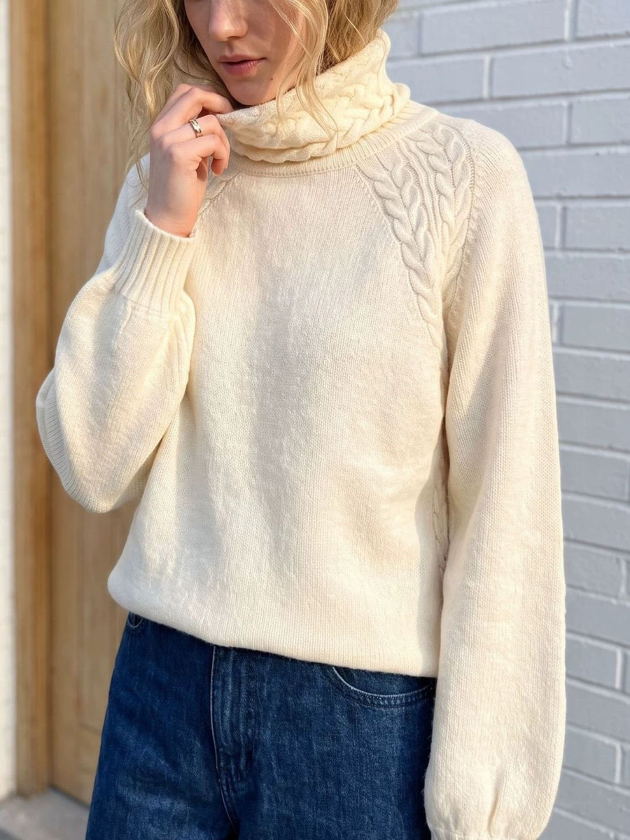 classic turtleneck sweater in Cream with turtleneck
