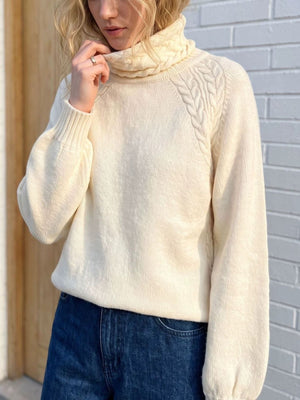 classic turtleneck sweater in Cream with turtleneck