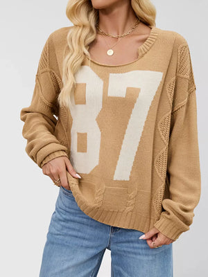 preppy pullover sweater in ivory with crew neck