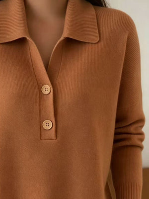 Apricot regular pullover sweater with collared