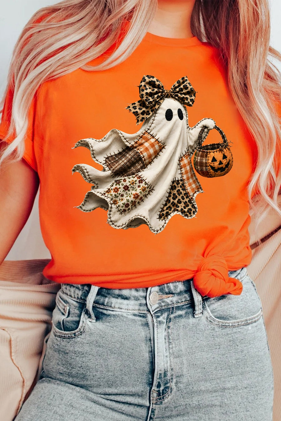 Orange t-shirt with hip-length and pullover