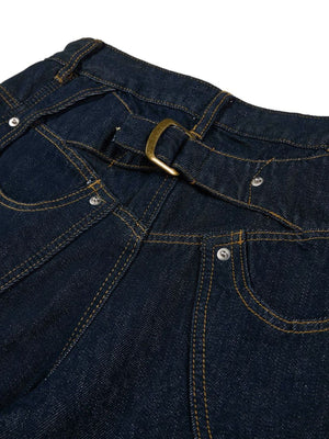 Men's Pocketed Wide-Leg Cargo Jeans in Blue with pocketed
