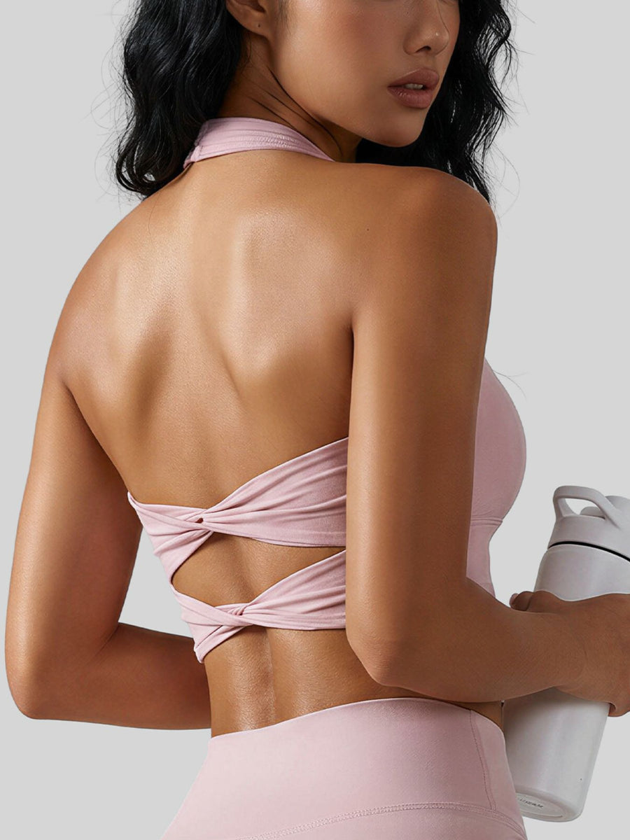 sports bra in blush pink featuring quick-dry and fitted fit