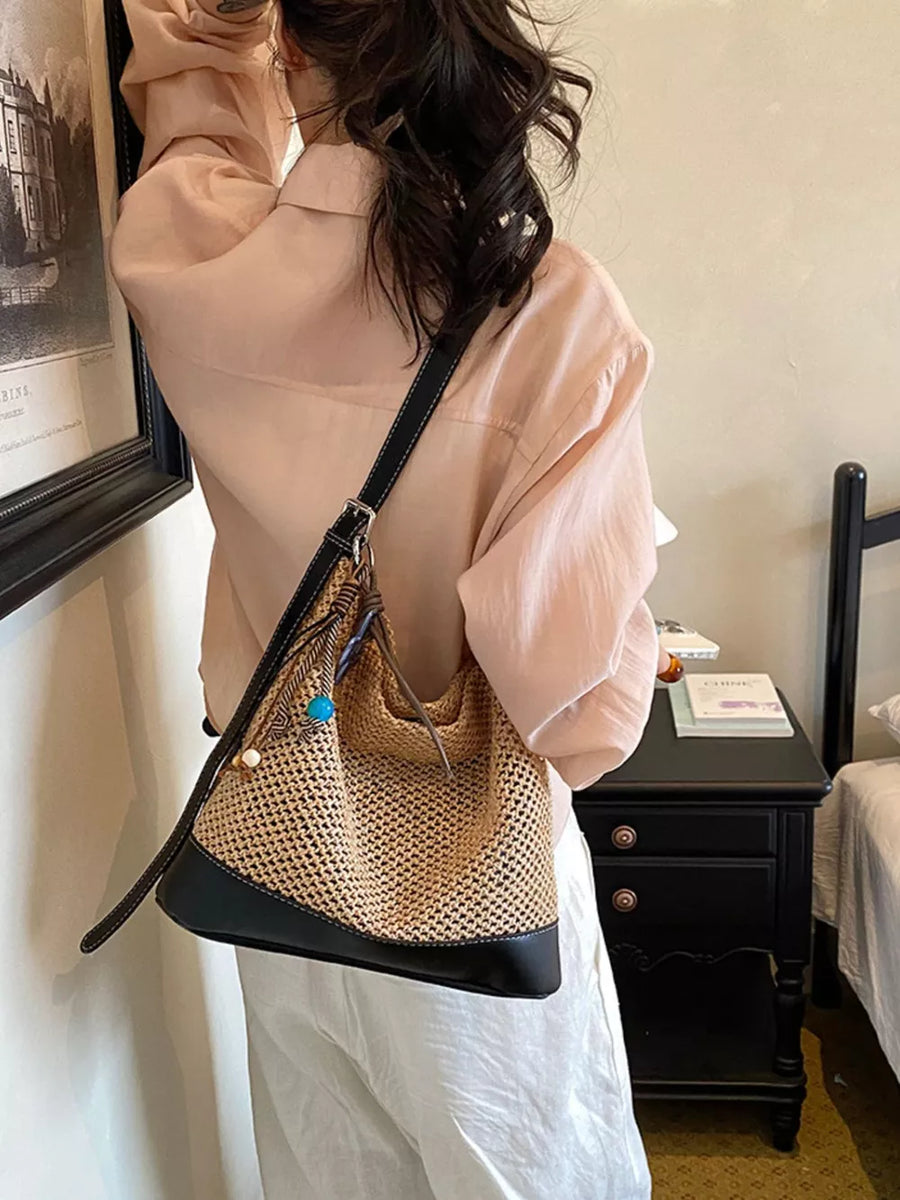 shoulder bag featuring woven in Camel with Polyester Imported Size & texture