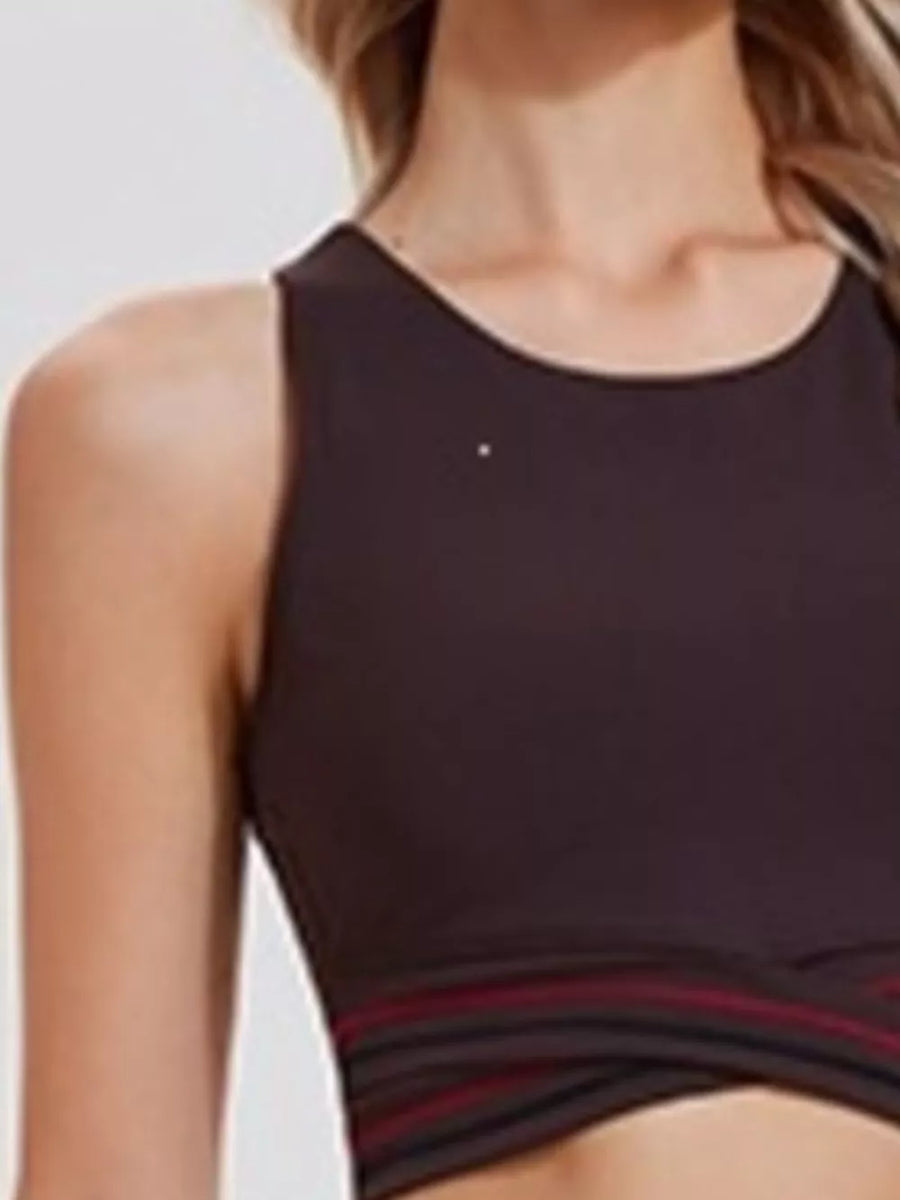 Chocolate fitted athletic tank with round neck