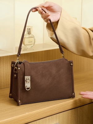 Buckle Detail Crossbody Bag in Brown