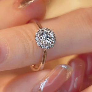 clear ring featuring moissanite and floral