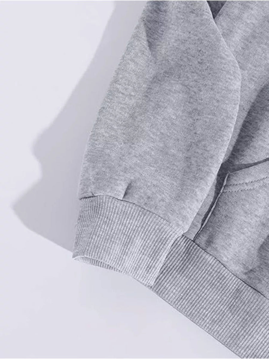 cream pullover hoodie with kangaroo pocket and long sleeve