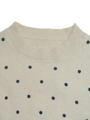 pullover sweater in cream with stretch and waist-length
