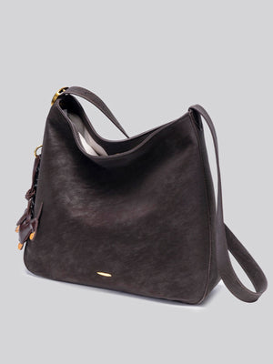 Soft Touch Hobo Shoulder Bag in dark brown