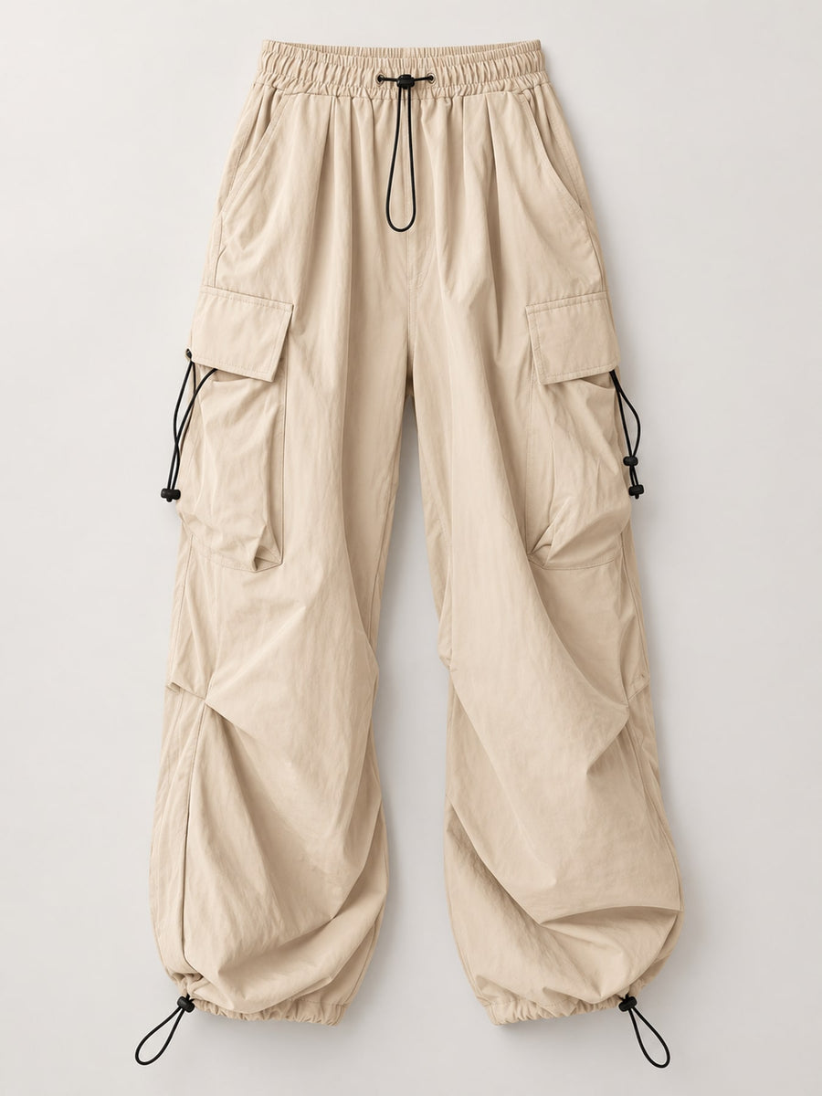 cargo pants in Black with adjustable and full-length