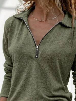 classic blouse in Khaki with collared