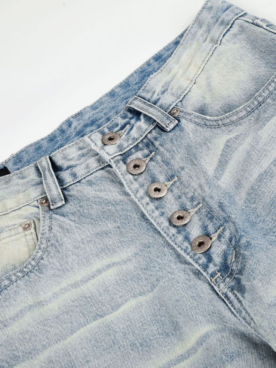 Men's High-Waisted Wide-Leg Vintage Jeans in light blue