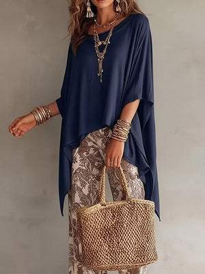 100% polyester Care instructions: Machine wash cold blouse in Navy with oversized silhouette