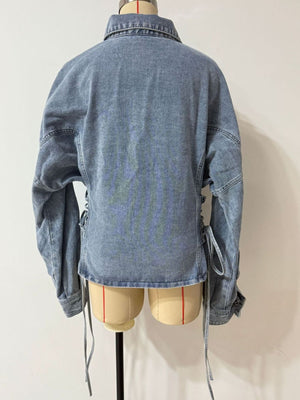 Light Blue oversized denim jacket with collared