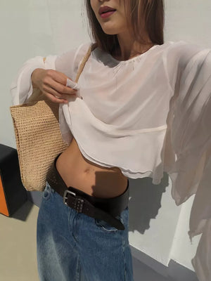 100% polyester Care instructions: Machine wash cold blouse in Apricot with relaxed silhouette