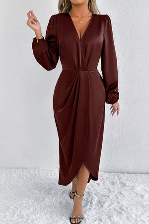 midi dress in Terracotta with split and midi