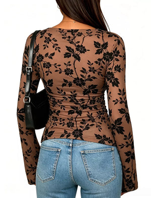 95% polyester, 5% elastane Care instructions: Machine wash cold blouse in Camel with fitted silhouette