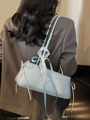 romantic shoulder bag in baby blue with N/A