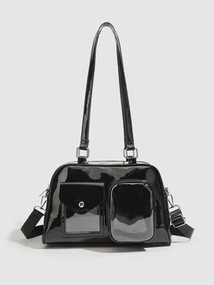 shoulder bag in black featuring multi-pocket and structured fit