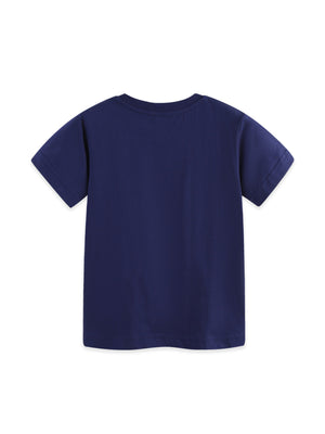 Toddler navy blue 100% cotton crew neck t-shirt, short sleeves, basic style