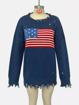 Peacock Blue pullover sweater with hip-length and pullover