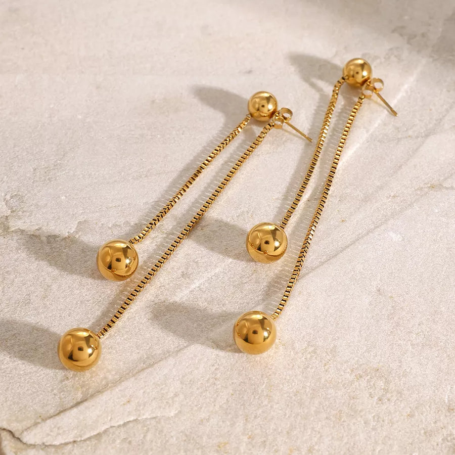 18k Gold-plated Ball Drop Earrings in gold with gold-plated
