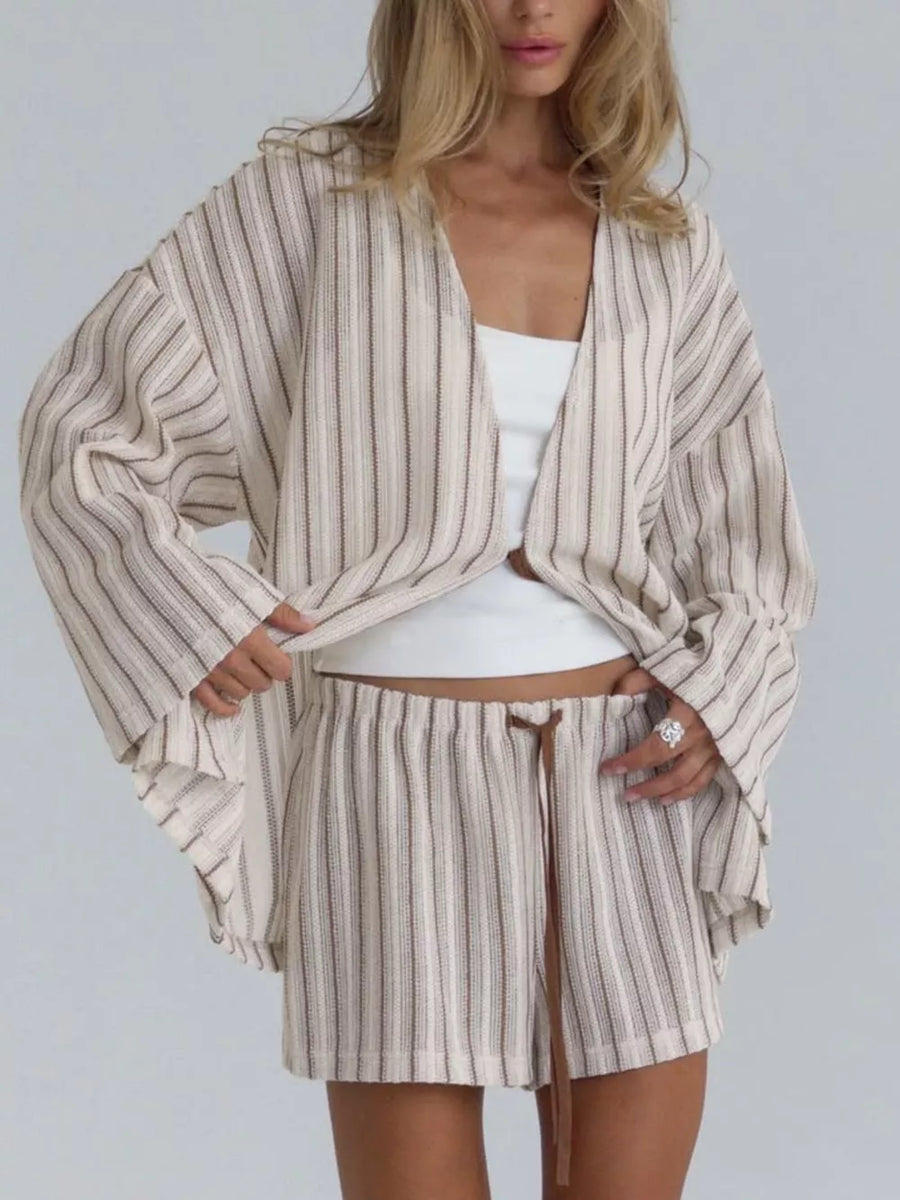 Black lounge set with drawstring waist and long sleeve