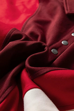 sweatshirt featuring color-block in Burgundy with 70% polyester, 30% cotton Care instructions: Machine wash cold texture