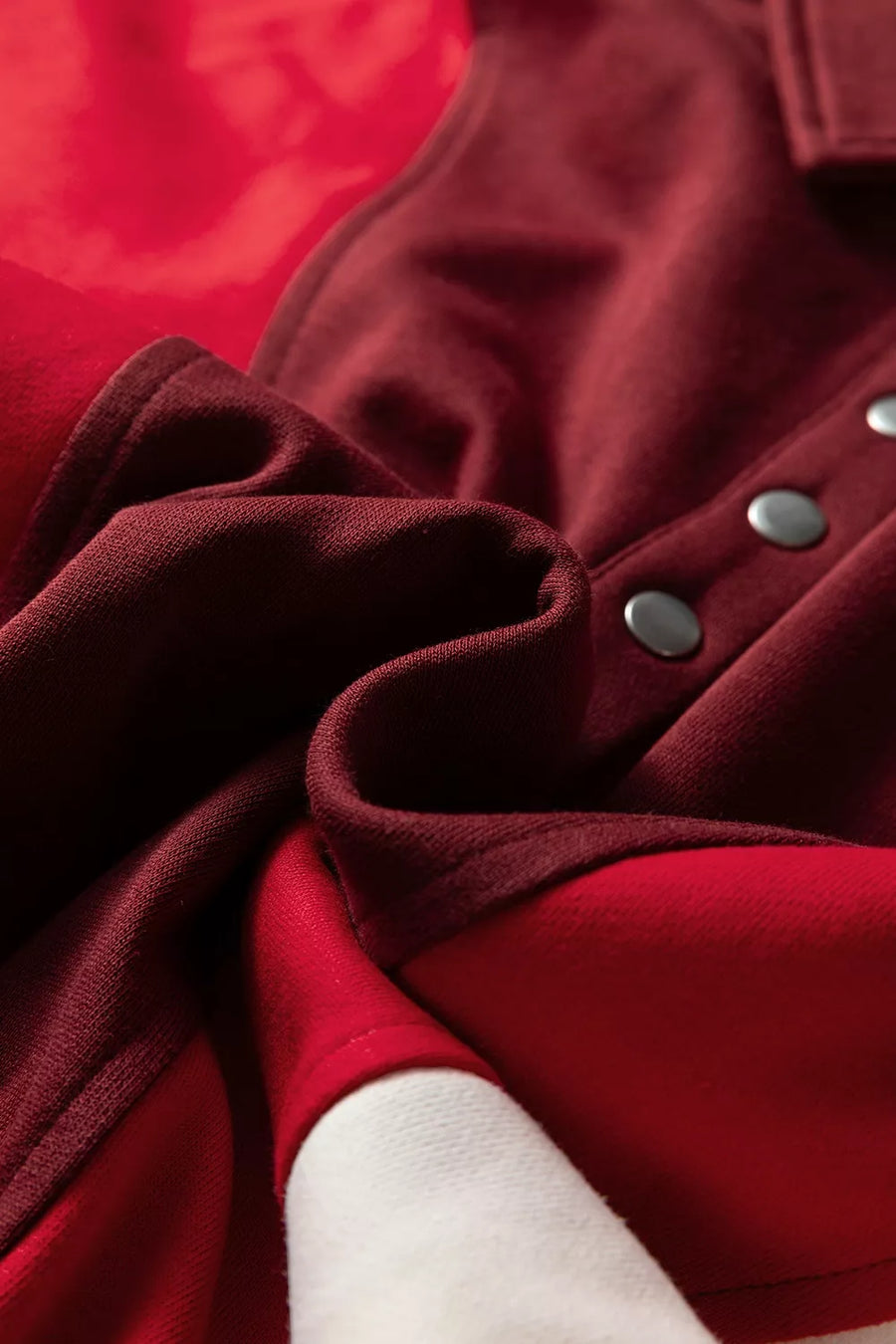 sweatshirt featuring color-block in Burgundy with 70% polyester, 30% cotton Care instructions: Machine wash cold texture