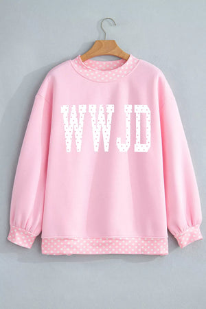 light pink sweatshirt with hip-length and pullover