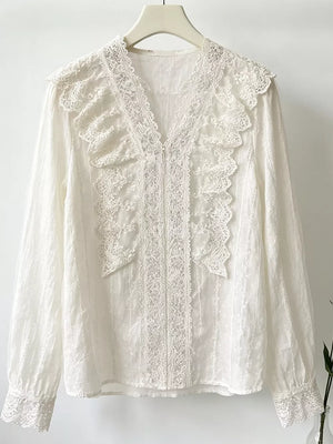 Apricot blouse with hip-length and pullover