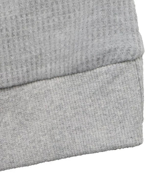Striped Collar Dropped Shoulder Sweatshirt in light gray with dropped shoulders