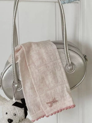 blush pink socks with crew-length and pullover
