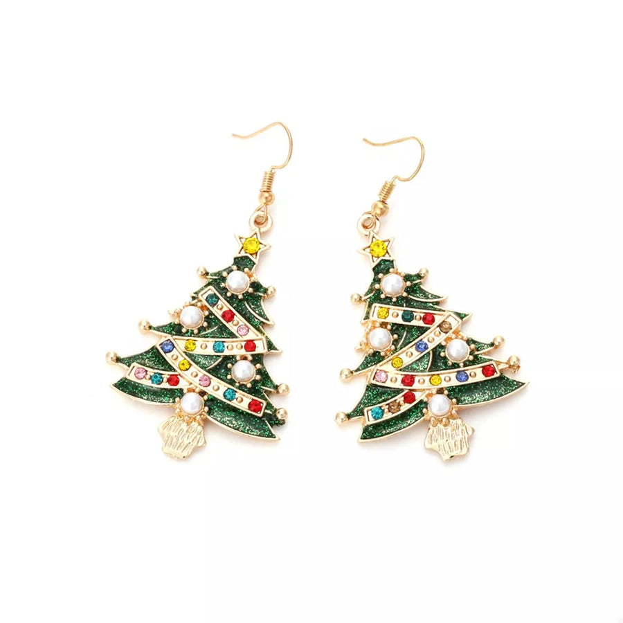 earrings in gold with figurative and dangle