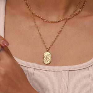 necklace featuring zodiac in gold with 18K Gold-Plated,Stainless Steel,Zircon Care instructions: Avoid wearing during e