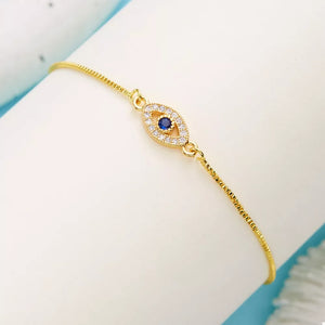 18k Gold-plated Evil Eye Adjustable Bracelet in gold with adjustable