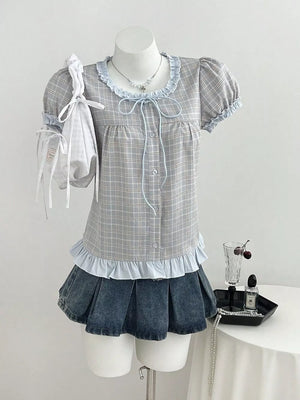 100% polyester Care instructions: Machine wash cold blouse in Blue with A-line silhouette