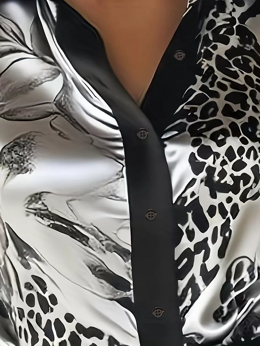 100% polyester Care instructions: Machine wash cold button-up shirt in Silver with fitted silhouette