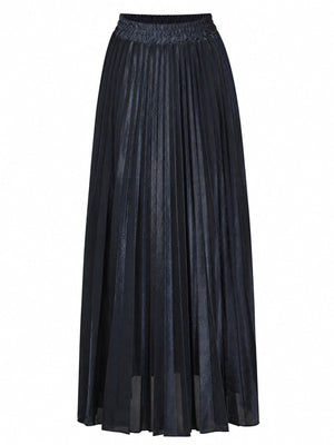 maxi skirt featuring pleated in Elegant Gold with Polyester texture