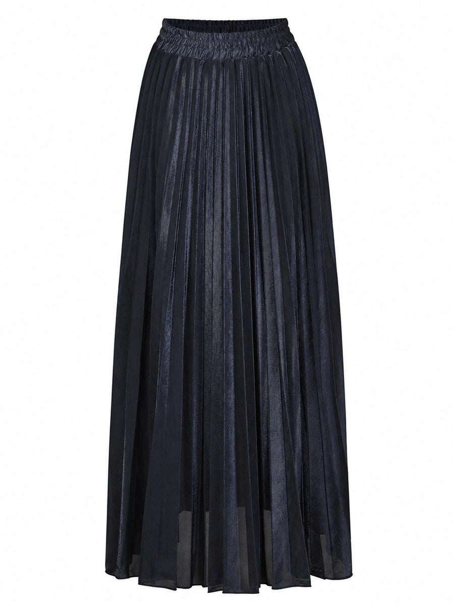 maxi skirt featuring pleated in Elegant Gold with Polyester texture
