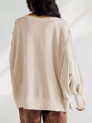 sweatshirt in Dark Green with oversized and hip-length