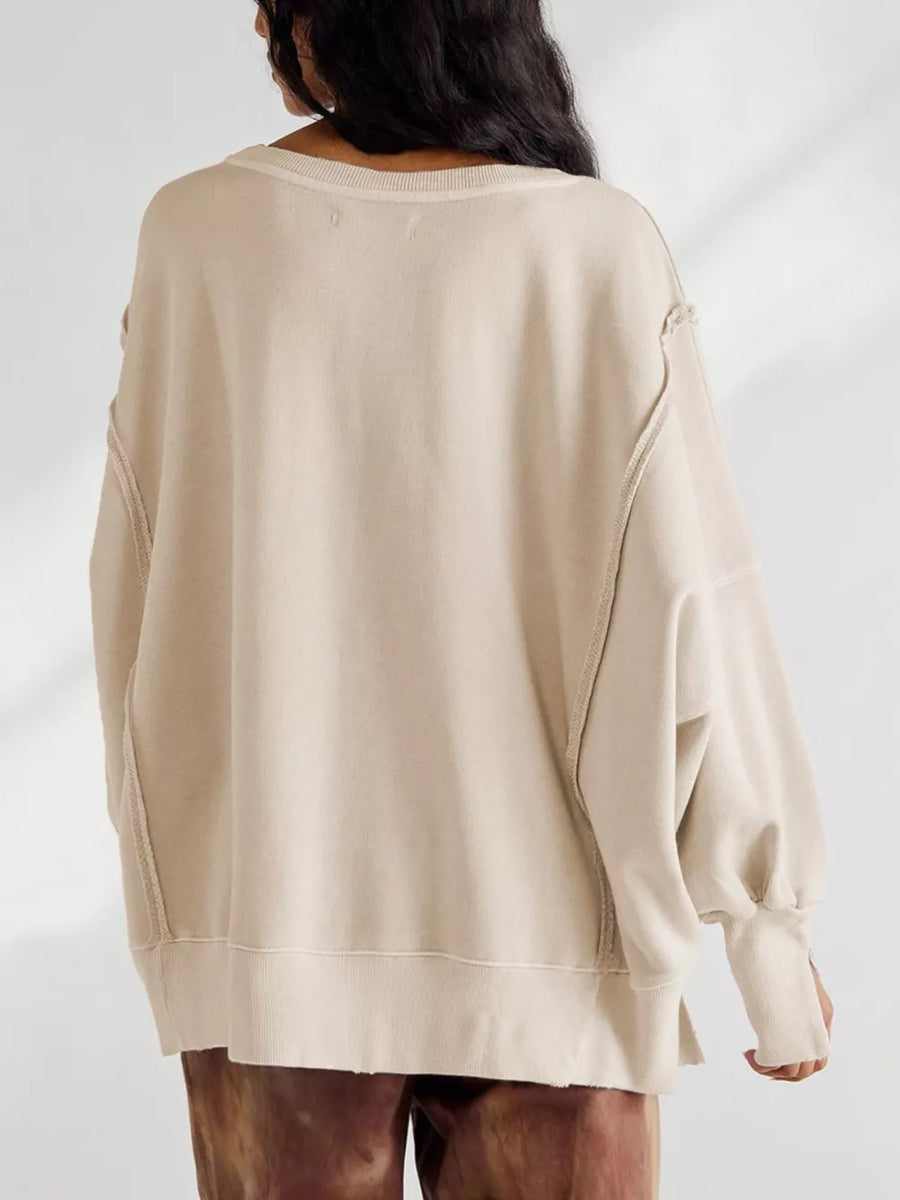 sweatshirt in Dark Green with oversized and hip-length