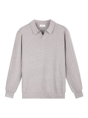 Light Gray Men's Plus Size Long Sleeve Textured Knit Sweater