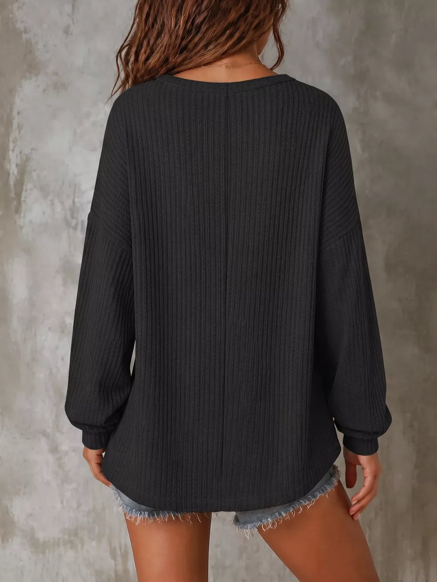henley featuring waffle knit in Taupe with 100% polyester Care instructions: Machine wash cold texture
