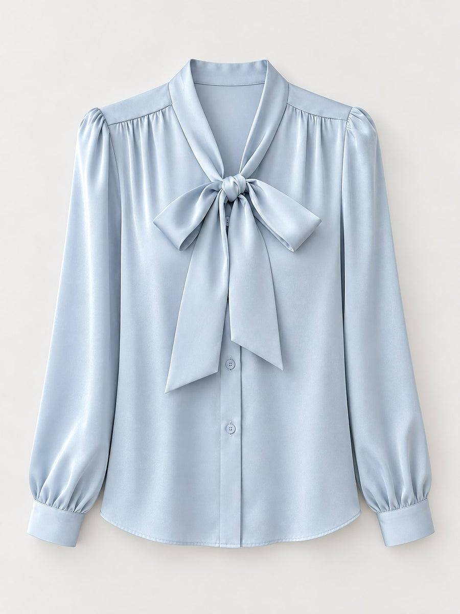 White-Long Sleeve relaxed blouse with collared
