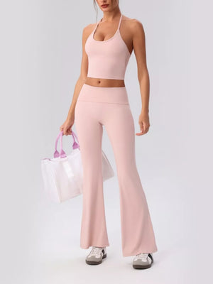 activewear set in White with tied and cropped